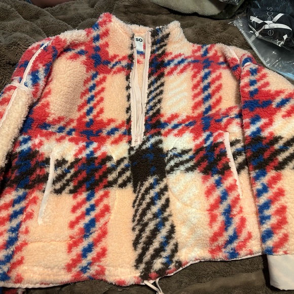 SO Jackets & Blazers - SO Vibrant Plaid Sherpa Fleece Jacket